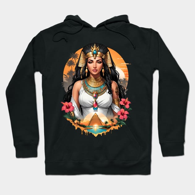 Cleopatra Queen of Egypt retro vintage floral design Hoodie by Neon City Bazaar